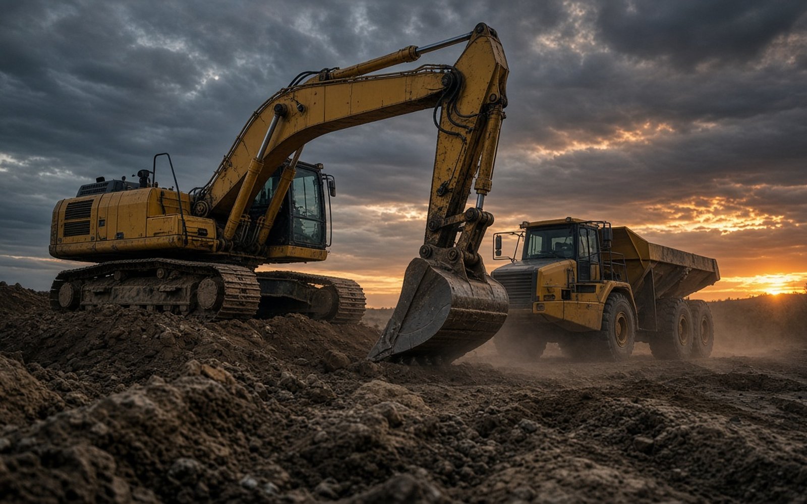 Representative earth-moving machine on a construction site