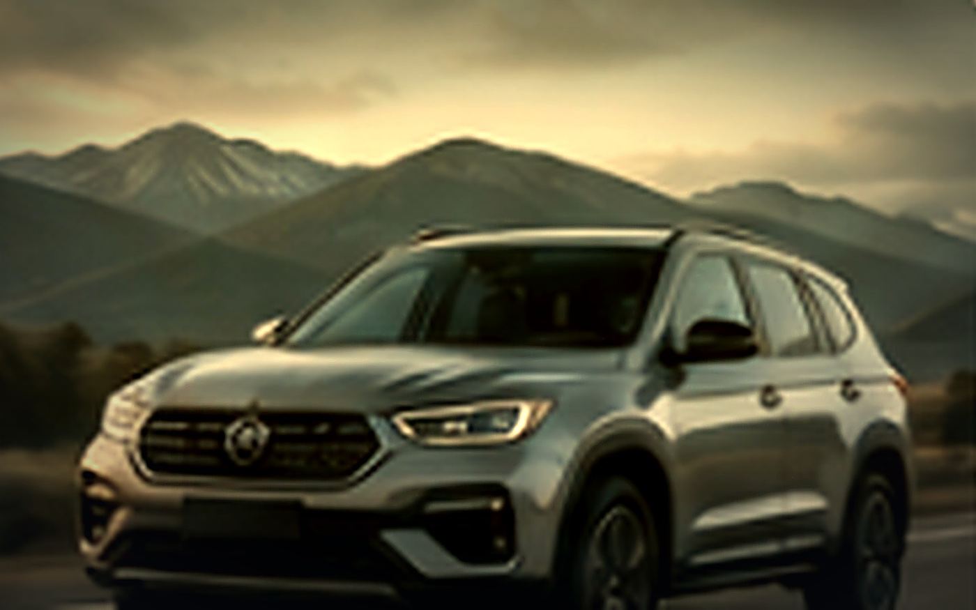Silver SUV on mountain road