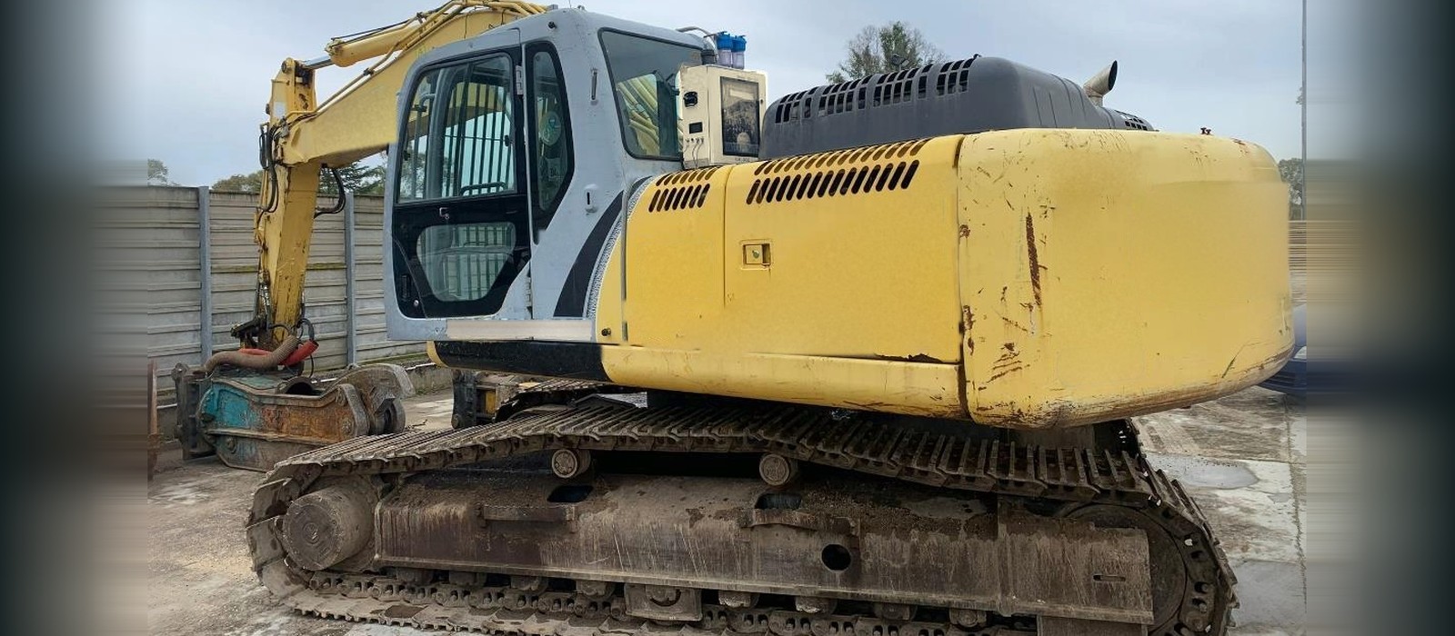 Excavator working outdoors